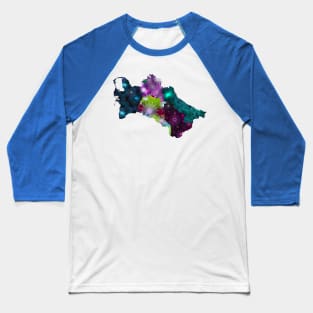 Spirograph Patterned Turkmenistan Regions Map Baseball T-Shirt